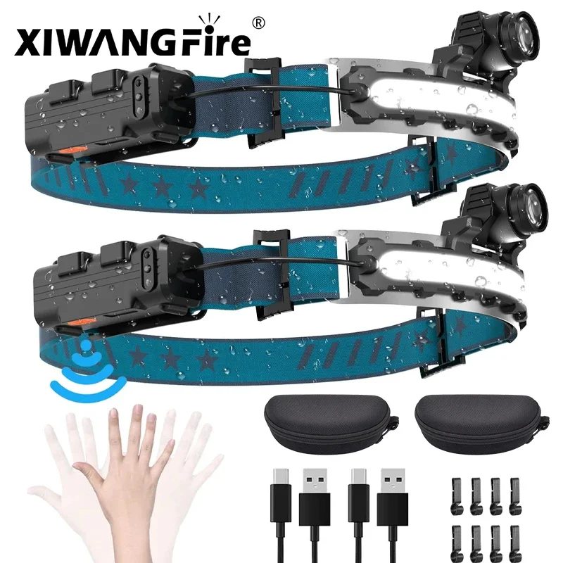 Farol Recarregável 1000 LM Super Bright 270 ° Iluminação com farol do sensor de movimento IPX4 para faróis do capacete do trabalho de acampamento