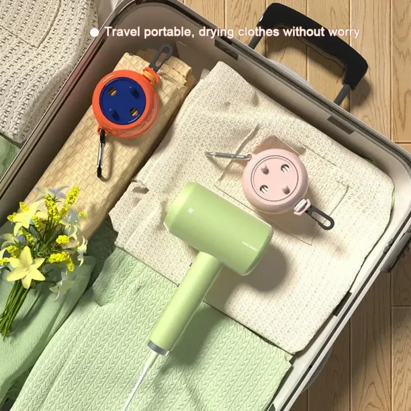 1pc portátil retrátil varal viagem ao ar livre acampamento hotel à prova de vento antiderrapante 10m cabide de lavanderia acessórios de corda de secagem - Imagem 6
