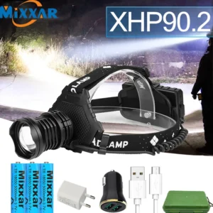 Z20 mais poderoso xhp90 led farol 8000lm lâmpada de cabeça recarregável usb à prova dwaterproof água zoom luz pesca uso 18650 bateria