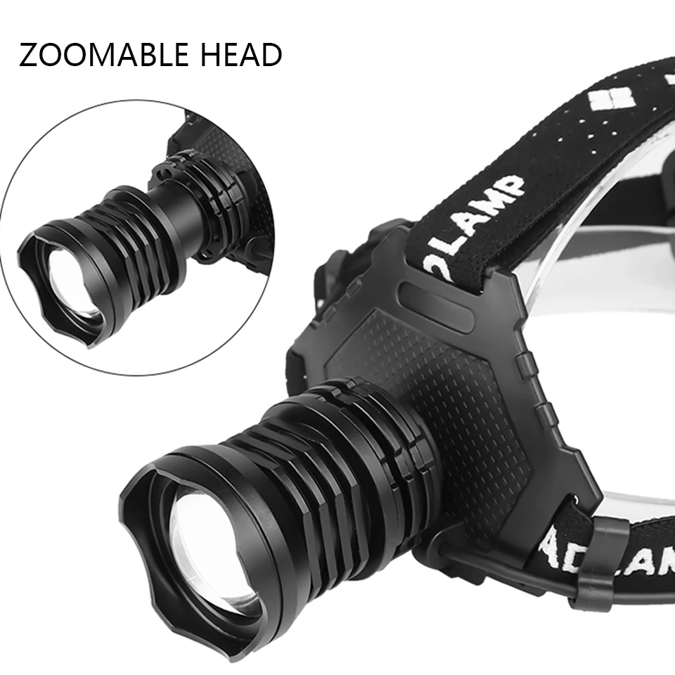 Z20 mais poderoso xhp90 led farol 8000lm lâmpada de cabeça recarregável usb à prova dwaterproof água zoom luz pesca uso 18650 bateria - Imagem 5